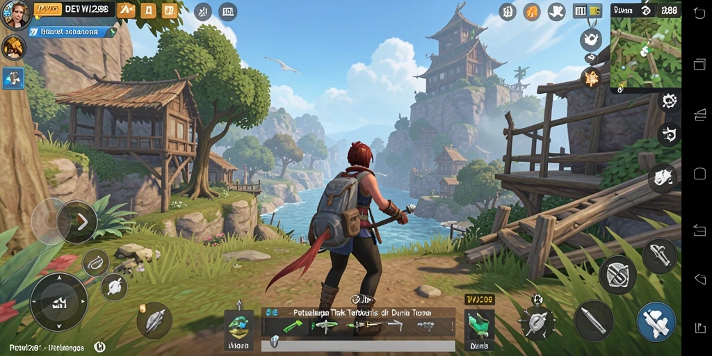 Screenshot gameplay DEWI288 yang menampilkan petualangan di dunia terbuka.