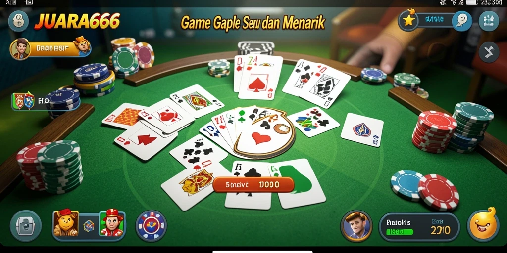 Screenshot gameplay JUARA666 menampilkan suasana permainan Gaple yang seru.