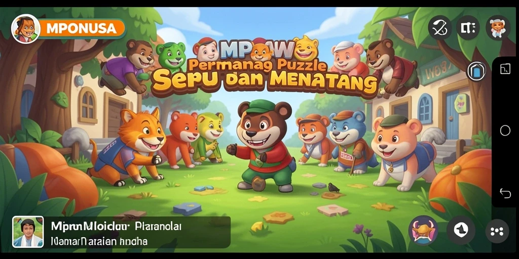 Tampilan gameplay MPONUSA yang penuh warna dan menantang.