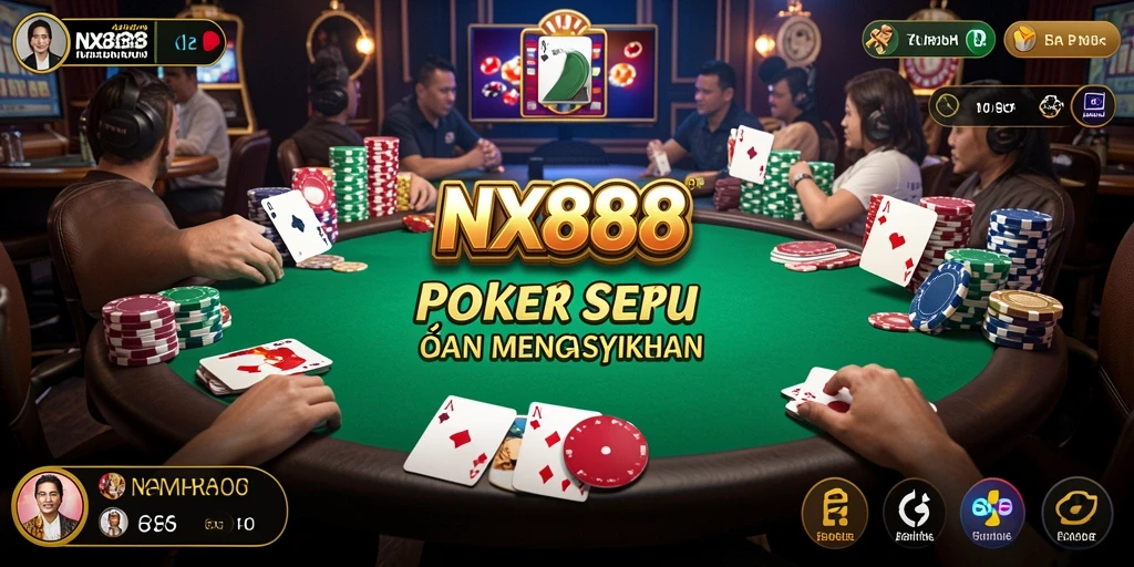 Screenshot gameplay NX888 yang menampilkan suasana permainan Poker.