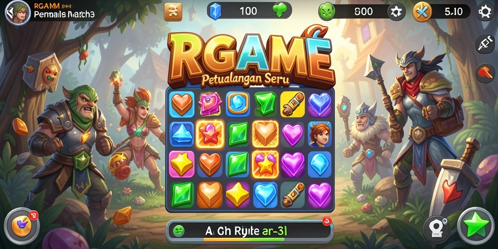 Tampilkan gameplay RPGAME yang seru dan menyenangkan dalam genre Match-3.